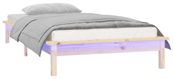 Tömör fa ágykeret led-ekkel 75 x 190 cm (2ft6 small single)