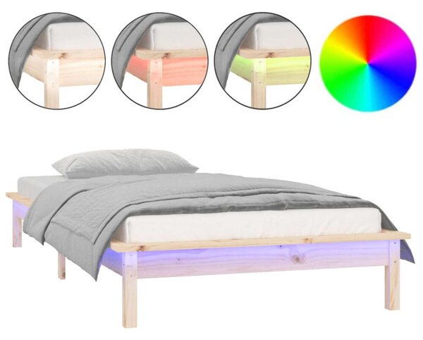 Tömör fa ágykeret led-ekkel 75 x 190 cm (2ft6 small single)