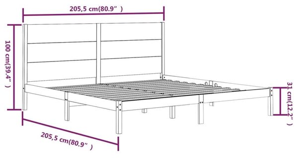 VIDAXL Fekete Tömör Fenyőfa Ágykeret - 200x200 cm