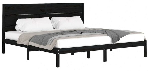 VIDAXL Fekete Tömör Fenyőfa Ágykeret - 200x200 cm