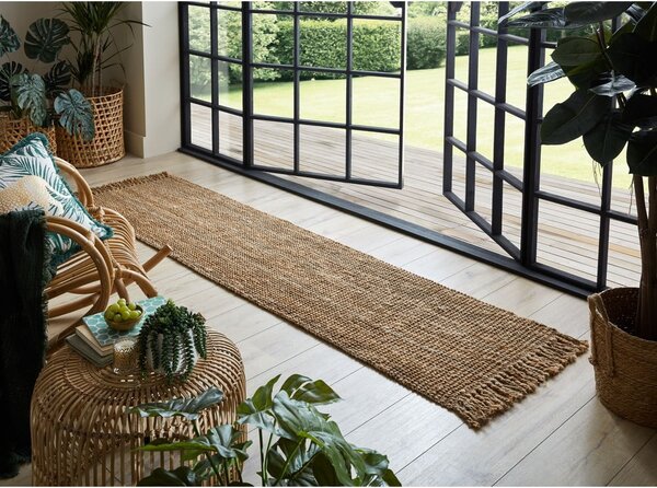 Natúr színű kézi szövésű juta futószőnyeg 60x150 cm Jute Boucle – Flair Rugs
