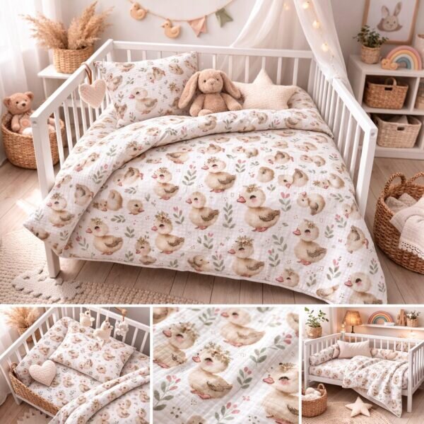 Muszlin lepedők Ducks TiaHome - Gyerek szett 130x90cm + 65x45cm