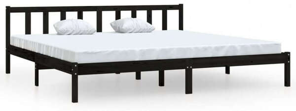 VIDAXL - Fekete Tömör Fenyőfa Ágykeret - 200x200 cm