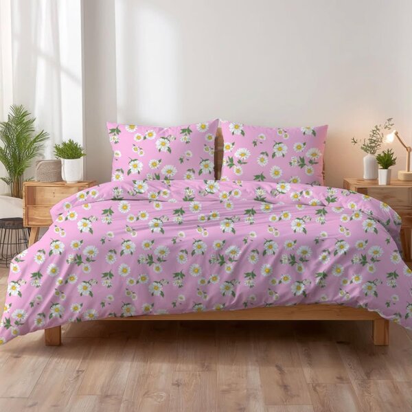 Margarets krepp rózsaszín ágyneműhuzat TiaHome - 1x Párna 90x70cm, 1x Paplan 140x200cm
