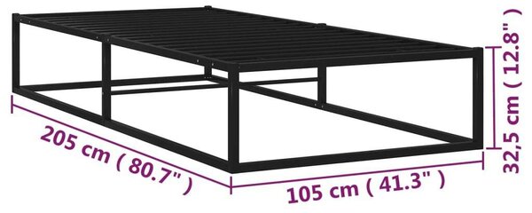 Fém Ágykeret - Fekete - 100x200 cm