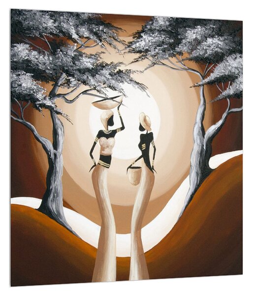 Orientális kép két nő és a fa (30x30 cm)