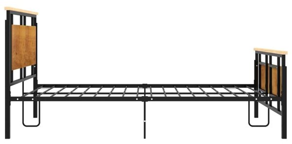 Modern Fém Ágykeret - Fa Betétekkel - 140x200 cm
