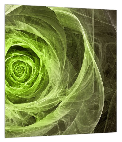 Absztrakt kép zöld rózsa (30x30 cm)