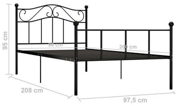 Elegáns Fém Ágykeret - Klasszikus Design - 90x200 cm