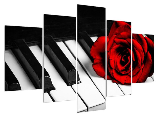 Zongora és egy rózsa képe (150x105 cm)