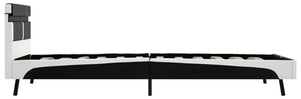 Fekete led-es műbőr ágykeret 90 x 200 cm