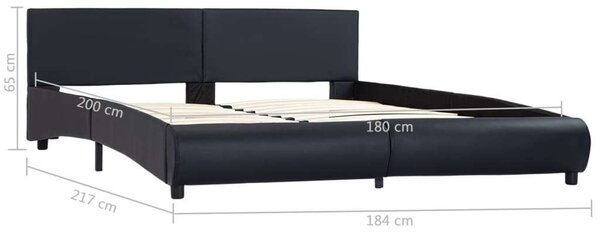 Fekete led-es műbőr ágykeret 180 x 200 cm