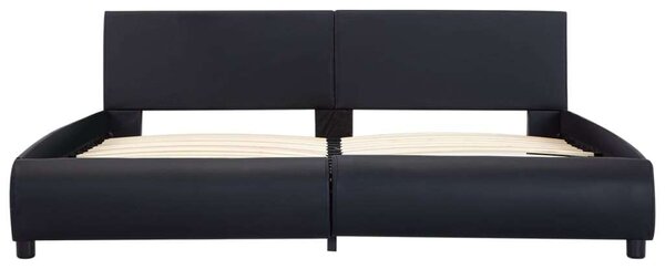 Fekete led-es műbőr ágykeret 180 x 200 cm