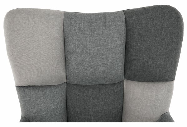 KONDELA Dizájnos forgó fotel, patchwork/fekete, KOMODO