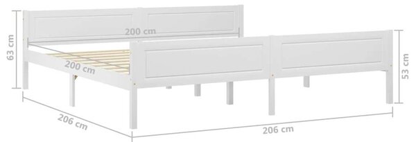 VIDAXL Fehér Tömör Fenyőfa Ágykeret - 200x200 cm