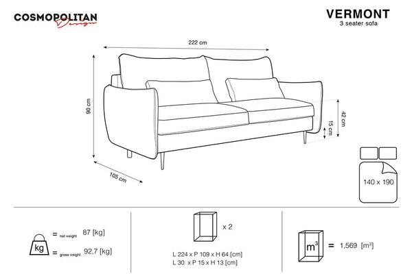 Vermont bézs kinyitható kanapé tárolóhellyel - Cosmopolitan Design