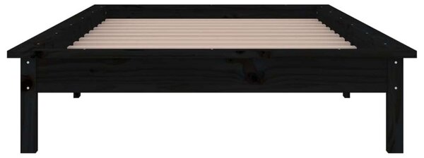 VIDAXL - Fekete Tömörfa Ágykeret - LED - 100x200 cm
