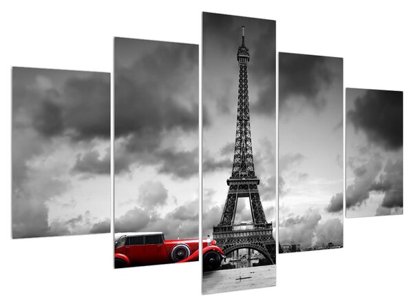 Eiffel torony és a piros autó (150x105 cm)