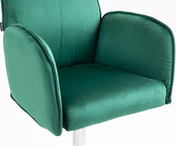 HR280W Sötétzöld Modern Velúr Szék Krómozott lábbal