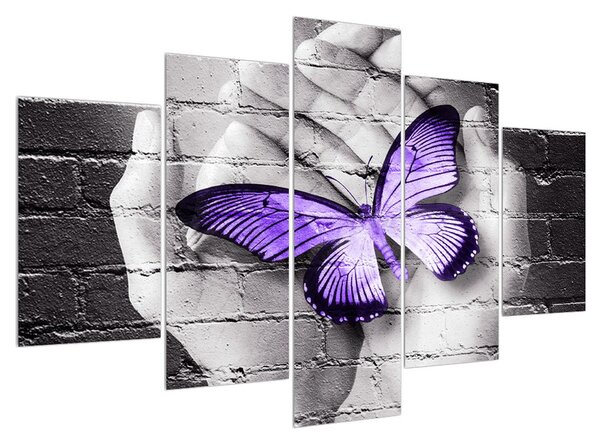 Pillangó a tenyérben modern kép (150x105 cm)