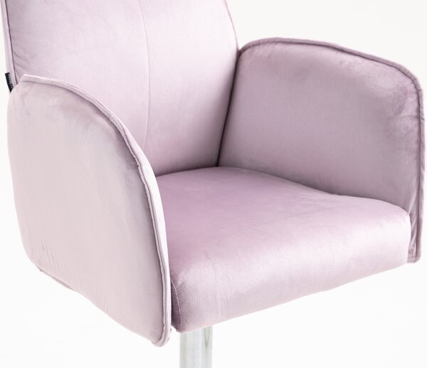 HR280W Halványlila Modern Velúr Szék Krómozott lábbal
