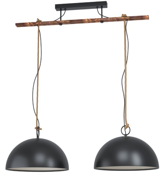 Függesztett lámpa két foglalattal, fekete-barna-bézs színű (Hodsoll)