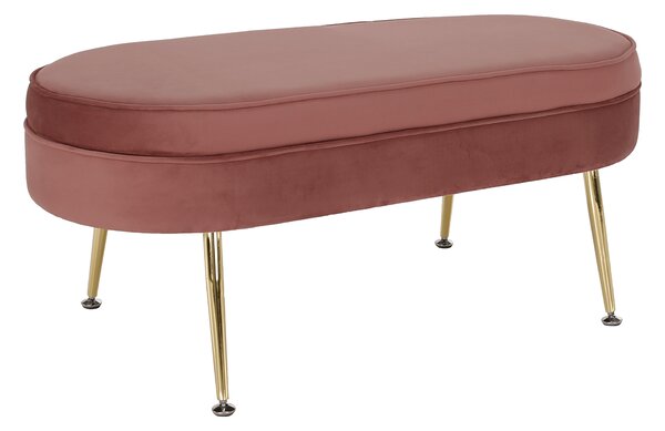 Luxus zsámoly/puff, rózsaszín Velvet szövet/króm arany, Art-deco, NOBLIN NEW TYP 2