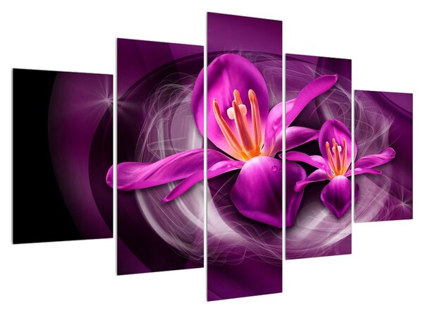 Modern kép - lila virágok (150x105 cm)