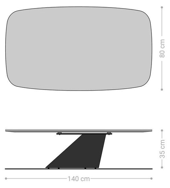 DELIFE Dohányzóasztal Edge hajóformájú 140x80 cm kerámia Minas melange Conis fém titán színű effektfinish