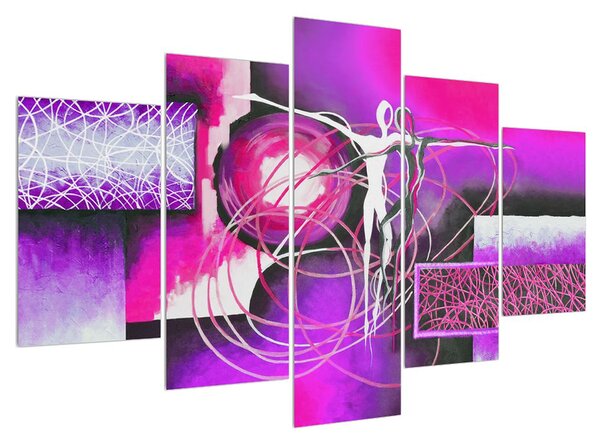 Táncosok - absztrakt lila kép (150x105 cm)