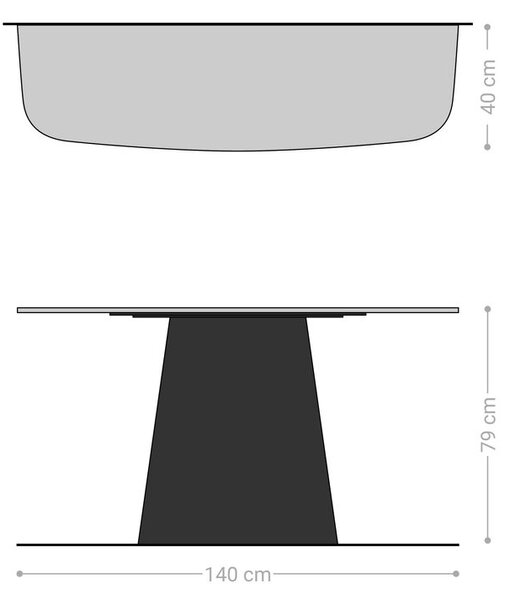 DELIFE Konzolasztal Edge hajóformájú 140x40 cm kerámia patagónia polírozott Conos fém fekete
