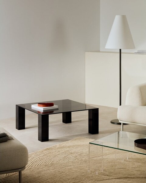 Sötétszürke üveg dohányzóasztal 85x85 cm Adularia – Kave Home