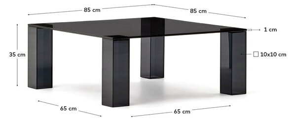 Sötétszürke üveg dohányzóasztal 85x85 cm Adularia – Kave Home