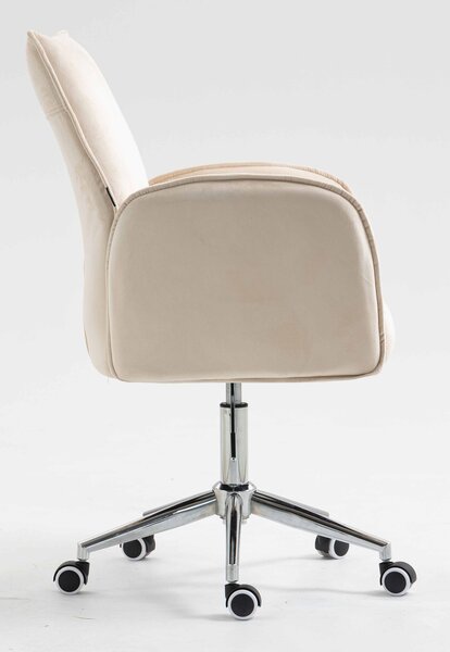 HR280K Krémszínű Modern Velúr Szék Krómozott lábbal