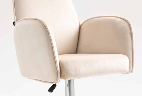 HR280W Krémszínű Modern Velúr Szék Krómozott lábbal