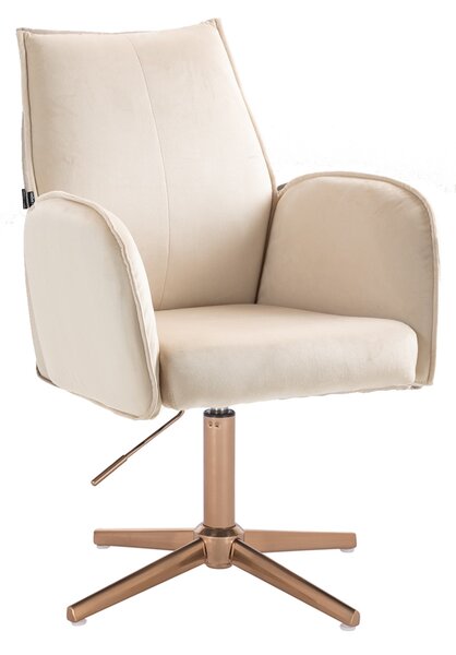 HR280CROSS Krémszínű Modern Velúr Szék Arany lábbal