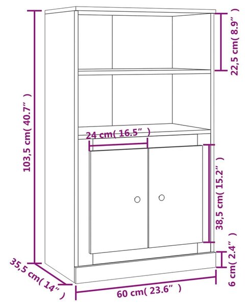 Vidaxl Magasszekrény - Sonoma Tölgy - 60x35,5x103,5 cm