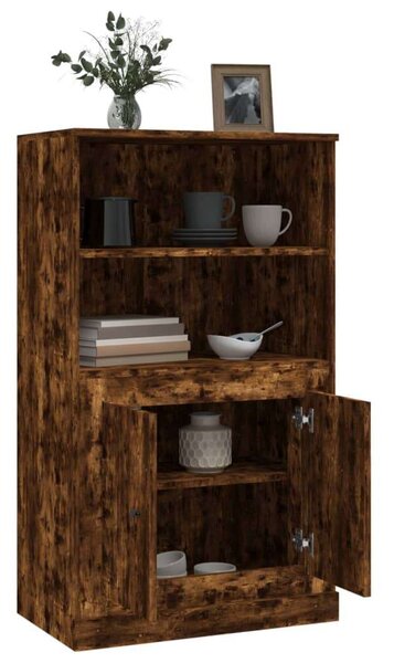 VidaXL Fa Magasszekrény - Füstös Tölgy - 60x35,5x103,5 cm
