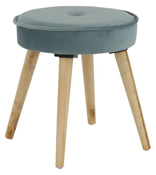 KONDELA Puff, anyag Velvet szürkéskék/fenyő, MERLE