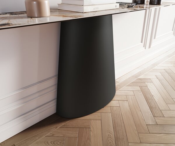 DELIFE Konzolasztal Edge hajóformájú 180x40 cm kerámia patagónia polírozott Conos fém fekete