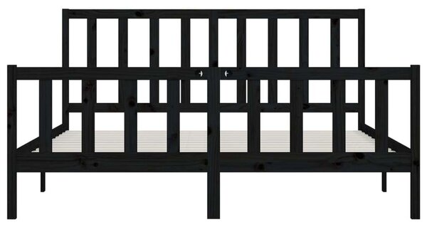VIDAXL - Fekete Tömörfa Ágykeret - 200x200 cm