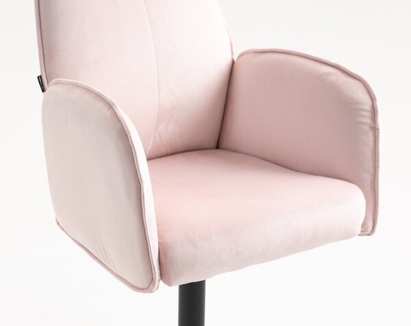 HR280W Puder Rózsaszín Modern Velúr Szék Fekete lábbal