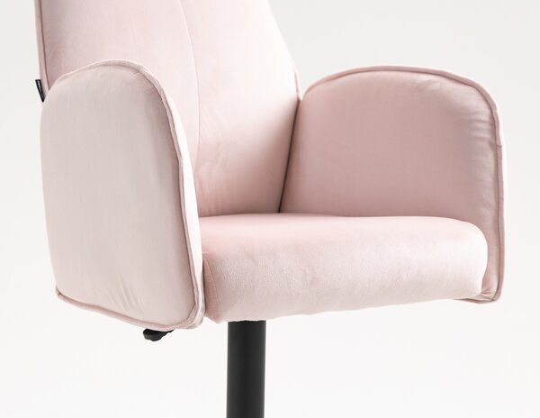 HR280W Puder Rózsaszín Modern Velúr Szék Fekete lábbal
