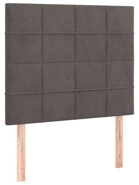 Bársony Ágykeret Fejtámlával - 80x200 cm - Sötétszürke