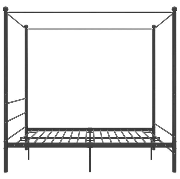 VIDAXL Fekete Fém Baldachinos Ágykeret - 180x200 cm