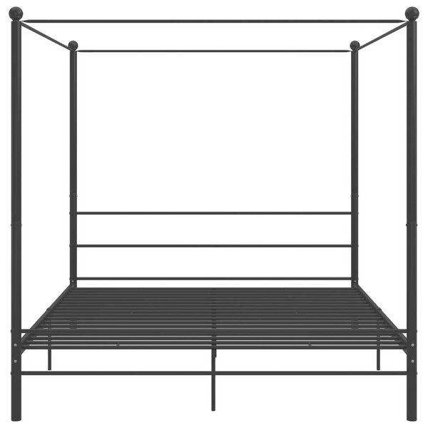 VIDAXL Fekete Fém Baldachinos Ágykeret - 180x200 cm