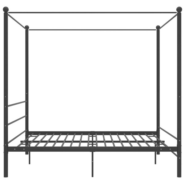 VIDAXL Fekete Fém Baldachinos Ágykeret - 180x200 cm