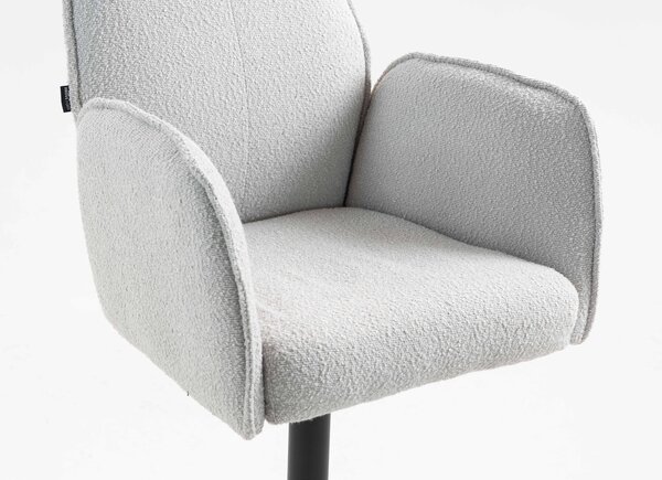 HR280W Szürke modern boucle szék fekete lábbal