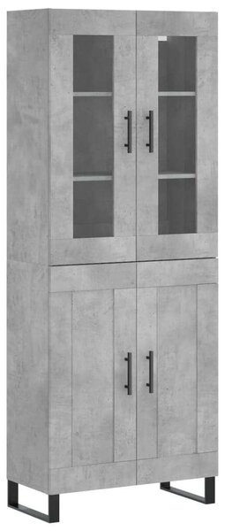 Betonszürke szerelt fa magasszekrény 69,5 x 34 x 180 cm