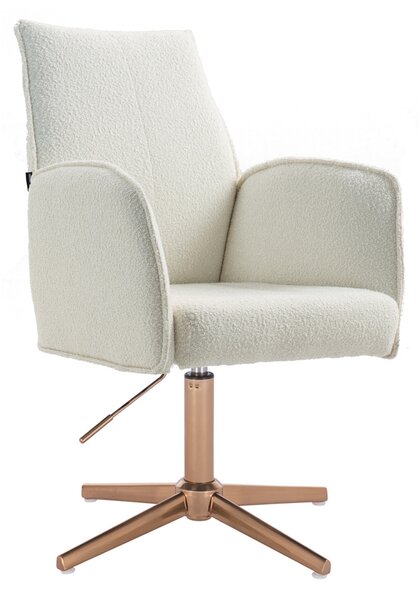 HR280CROSS Krémszínű modern boucle szék arany lábbal